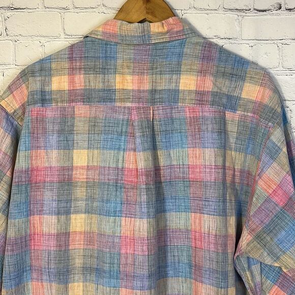 Tuttle Golf Collection Plaid Shirt Hand Woven Madras Pink Purple Mens size L - Picture 5 of 9